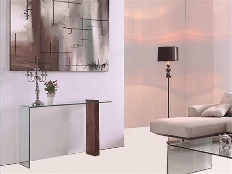 BUONO Collection Walnut Veneer w Glass Console Table
