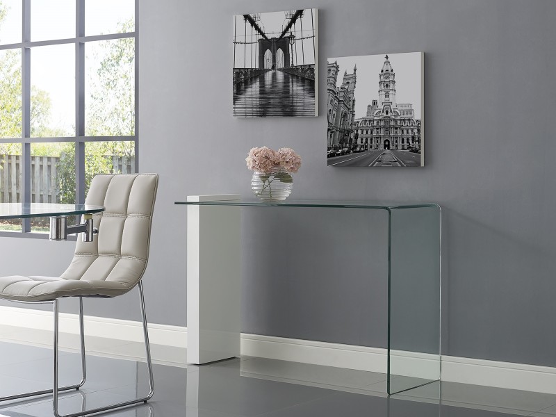 Casabianca BUONO Console Table In High Gloss White Lacquer With Clear Glass - Lifestyle