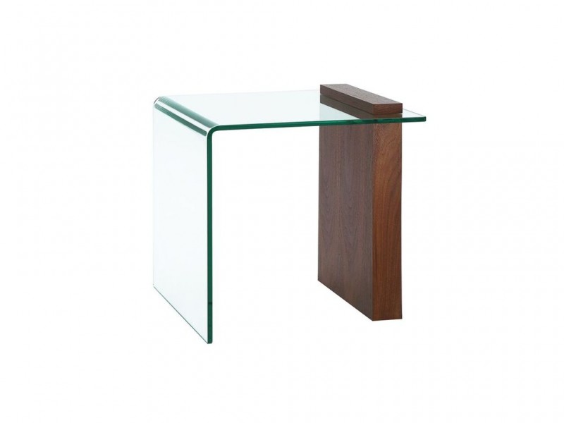 BUONO Walnut Veneer Glass End Table