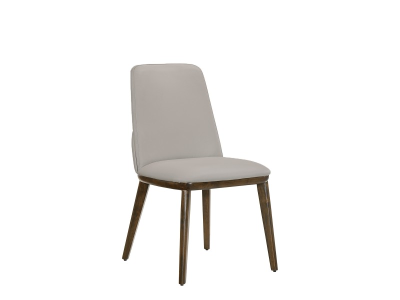 Casabianca STELLAR Dining Chair In Light Gray Leather With Walnut Wood Legs - Single