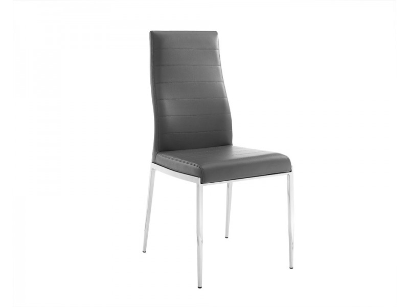 Casabianca FIRENZE Dining Chair In Dark Gray Pu-leather With Stainless Steel Base - 