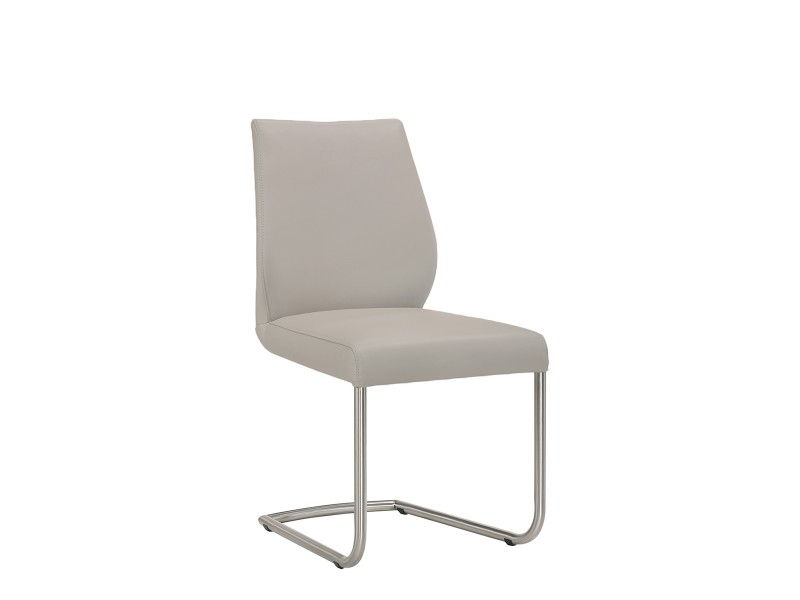 Casabianca GEO Dining Chair In Light Grey With Brushed Stainless Steel Legs - Single