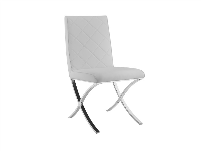 Casabianca LOFT Dining Chair In White Pu-leather With Stainless Steel Base - Single