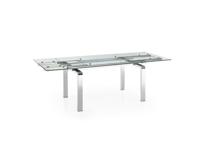 CLOUD Collection Stainless Steel Extendable Dining Table - Stretched