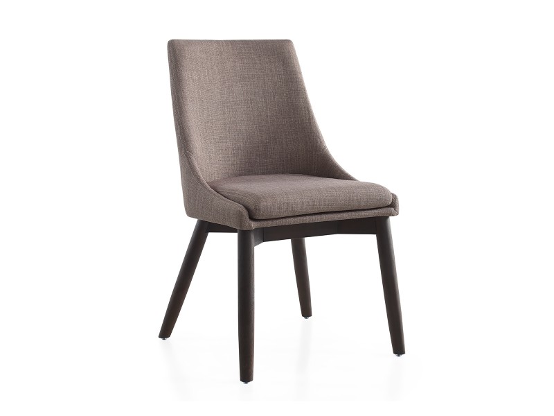 Casabianca CREEK Dining Chair In Gray Linen With Wenge Base