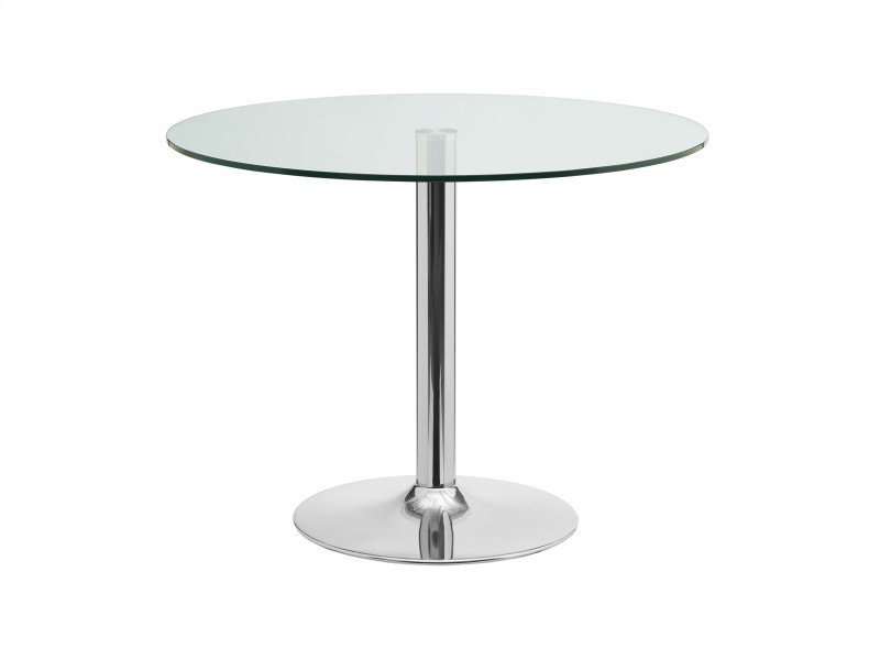 Casabianca FORTE Dining Table In Clear Glass With Polished Stainless Steel Base - Front