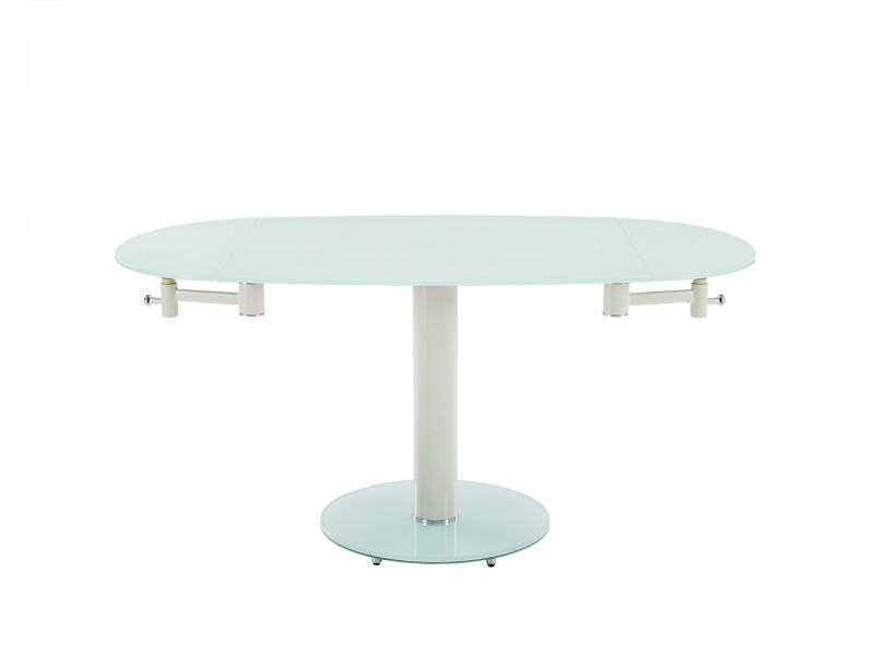Thao Dining Table In White Tempered Glass - Front