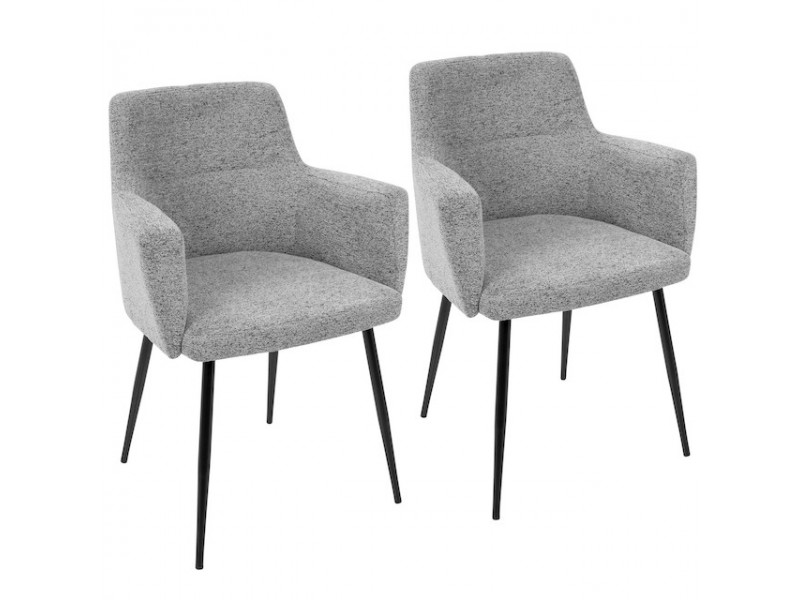 LumiSource Andrew Dining Chair - Set Of 2 - GREY; BLACK LEGS 
