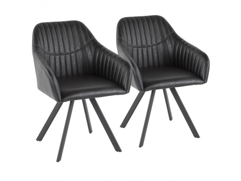 LumiSource Clubhouse Pleated Chair - Set of 2 - BLACK