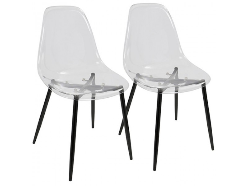 LumiSource Clara Dining Chair - Set of 2 - BLACK LEGS