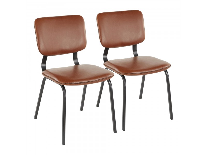 LumiSource Foundry Chair - Set of 2 - COGNAC 