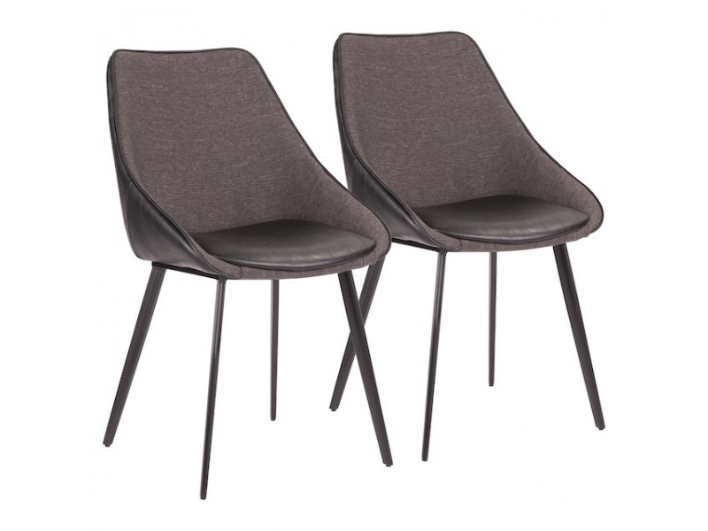 LumiSource Marche Two-Tone Chair - Set of 2 - Black in Grey Fabric