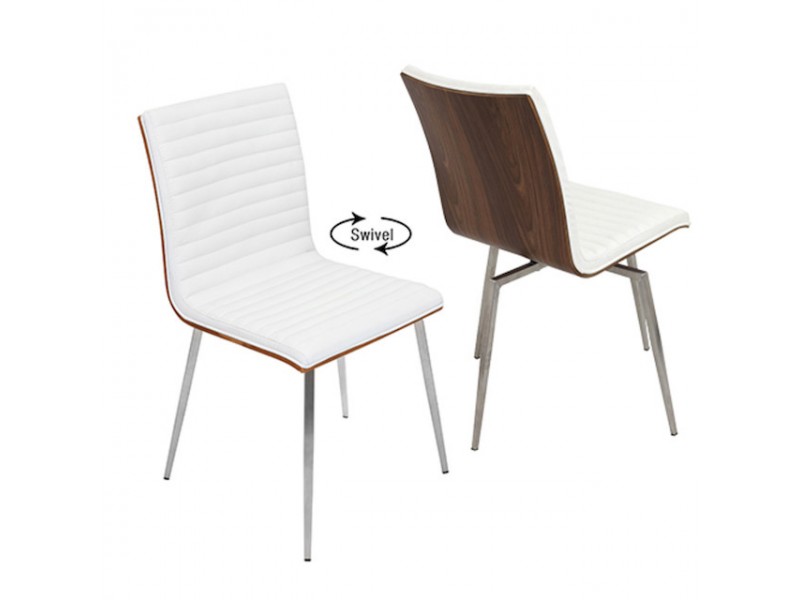 LumiSource Mason Chair With Swivel - Set of 2 - OFF WHITE 