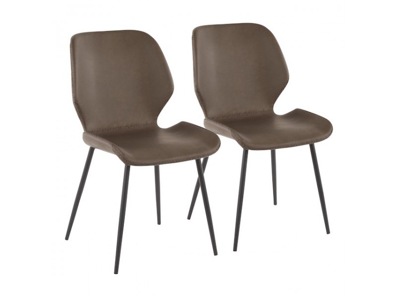 LumiSource Industrial Serena Chair - Set of 2 - BROWN 