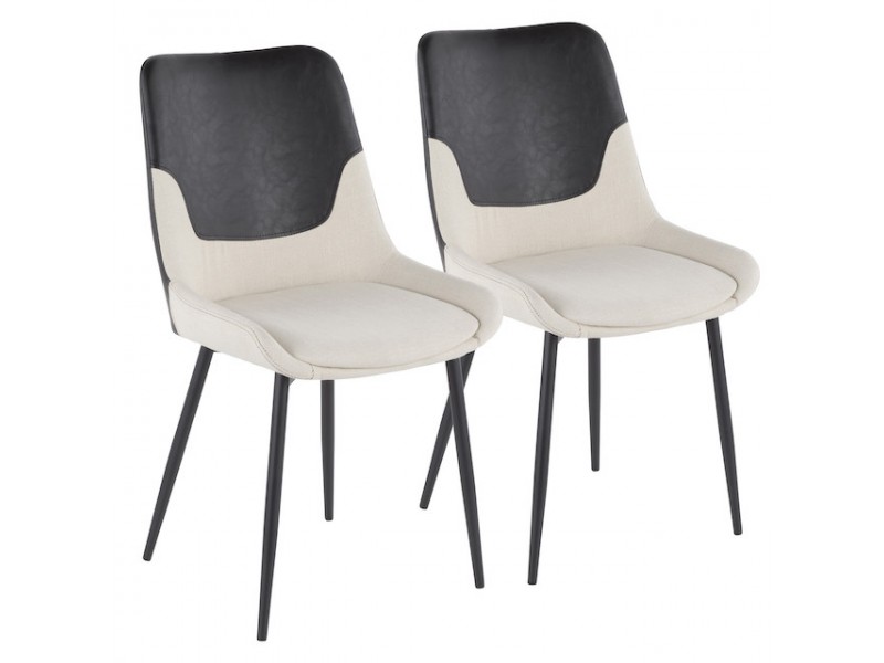 LumiSource Wayne Two-Tone Chair - Set of 2 - Cream + Black 