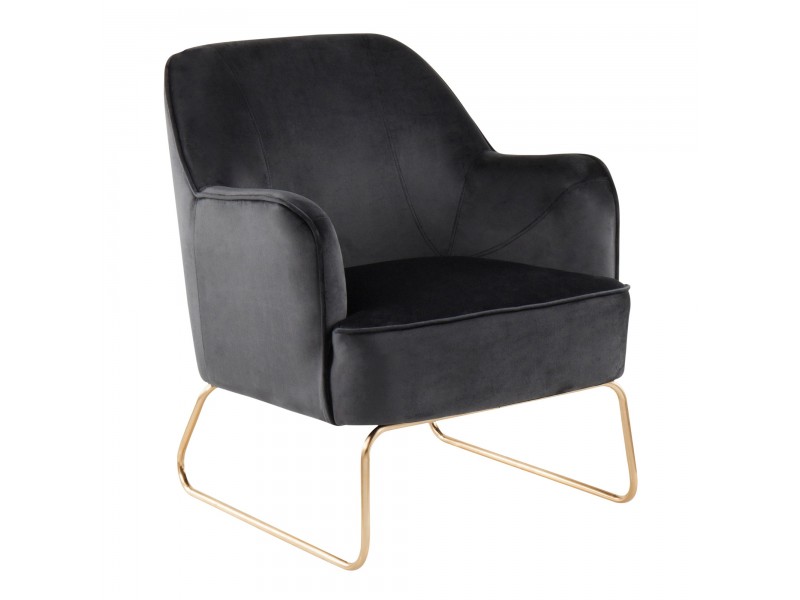 LumiSource Daniella Sleigh Accent Chair - BLACK - Perspective
