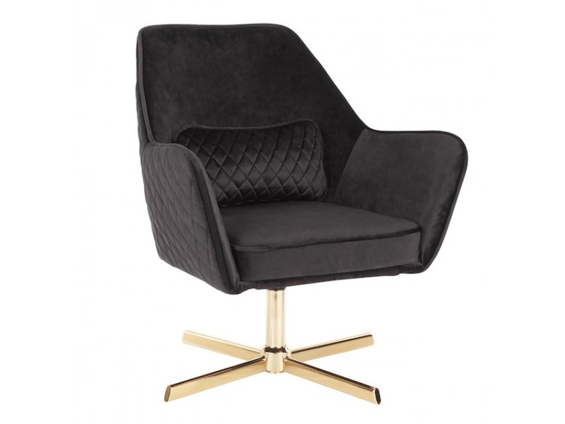 LumiSource Diana Lounge Chair - Black in Gold Metal Base - Perspective