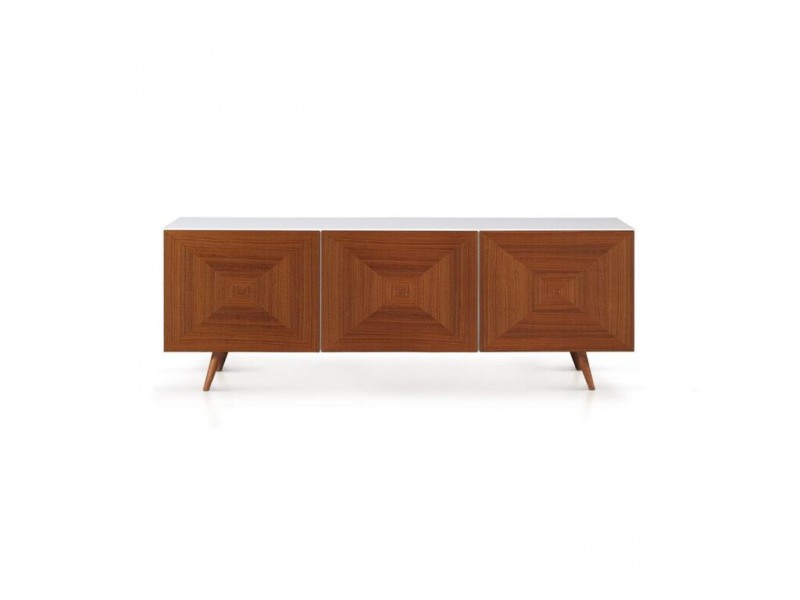 City Sideboard In White HG - Walnut Doors