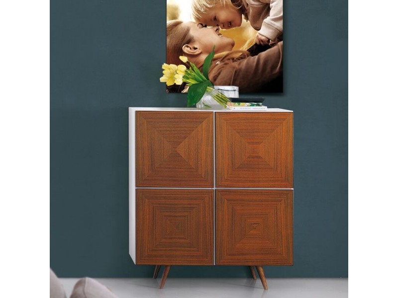 City Cabinet in White HG - Walnut Doors
