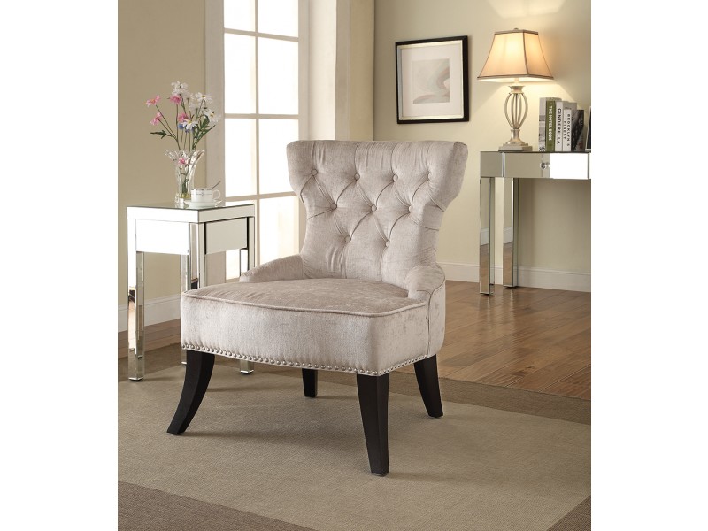 Colton Button Tufted Chair - White Actual