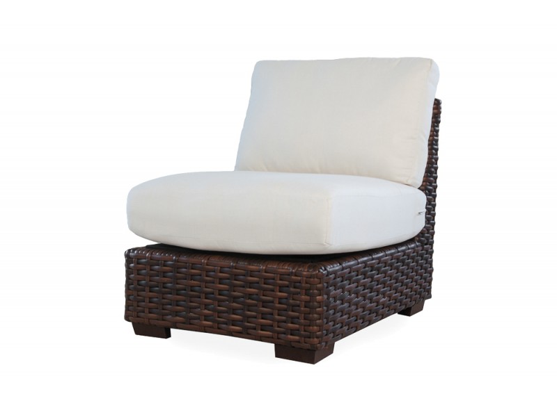 Contempo Armless Sectional in Aged Walnut Wicker Finish - Angled