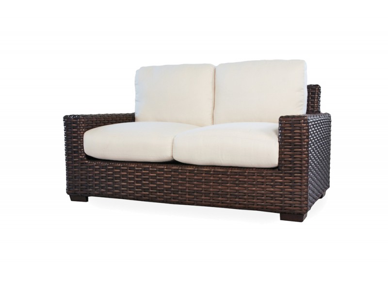 Contempo Loveseat in Aged Walnut Wicker Finish - Angled