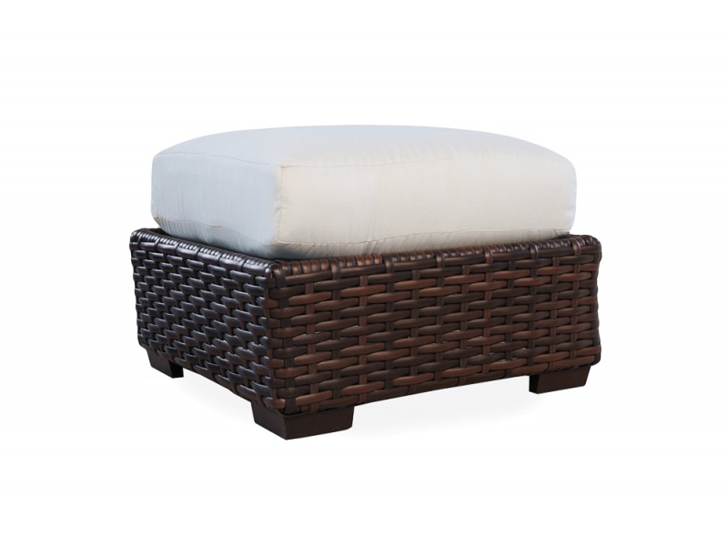 Contempo Ottoman in Aged Walnut Wicker Finish - Angled
