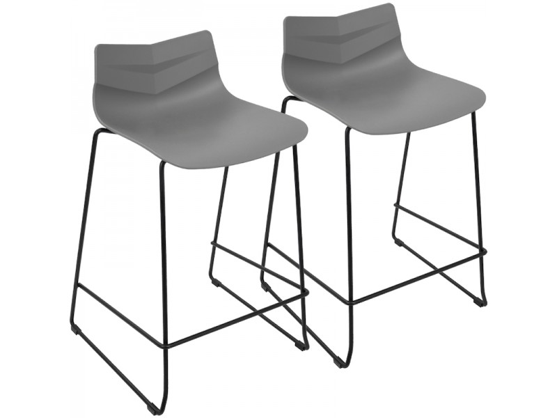 Lumisource Arrow Counter Stool in Black Metal & Grey Poly - Set of 2