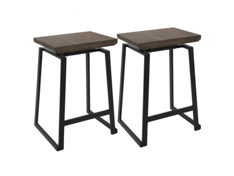 LumiSource Geo Counter Stool - Set of 2 - BROWN