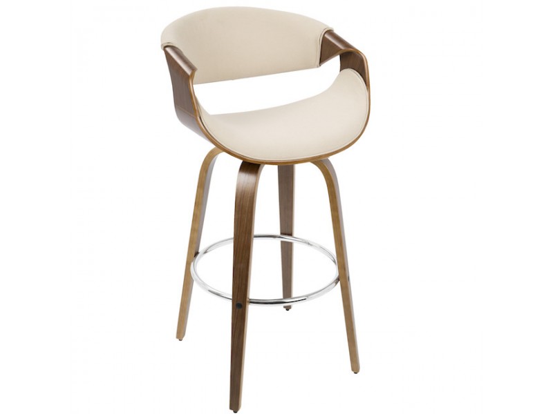 LumiSource Curvini Barstool - Cream - Perspective