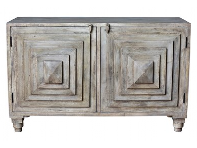 Bengal Manor Mango Wood 2 Stacked Pyramid Door Cabinet