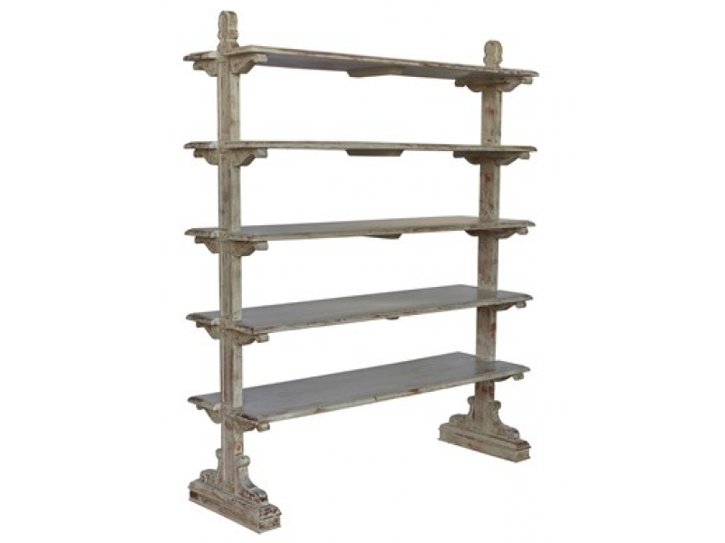 Bengal Manor Mango Wood 5 Tier Aged Ash Open Bookshelf