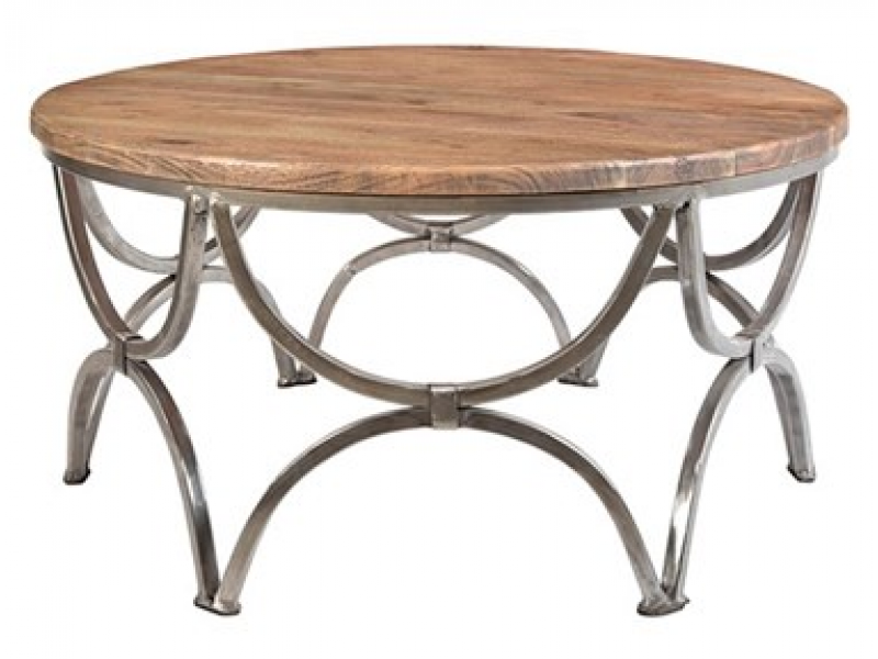 Bengal Manor Mango Wood and Steel Round Cocktail Table