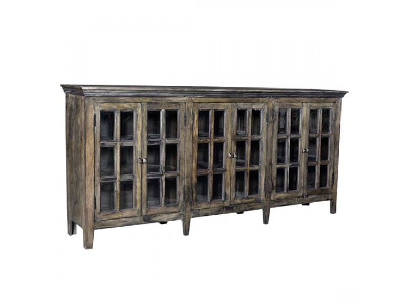 Bengal Manor Acacia Wood Large 6 Door Window Pane Sideboard