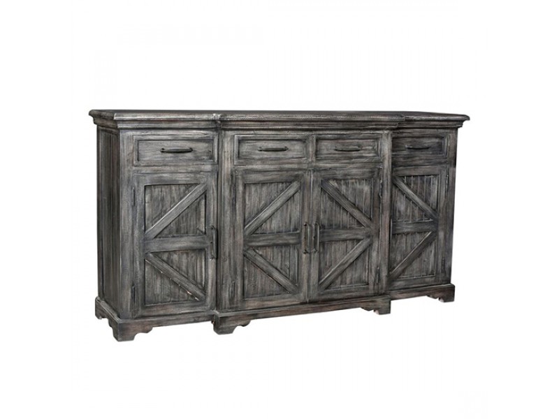 Bengal Manor Mango Wood Breakfront 4 Door And 4 Drawer Grey Wash Sideboard