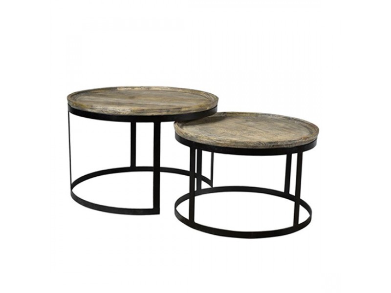 Bengal Manor Mango Wood and Metal Round Cocktail Tables