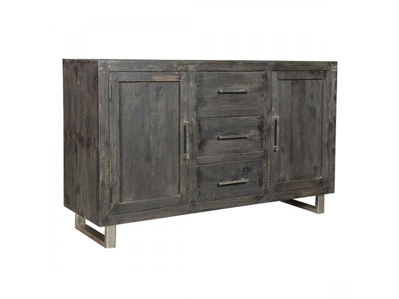 Bengal Manor Mango Wood Ebony 2 Door 3 Drawer Sideboard