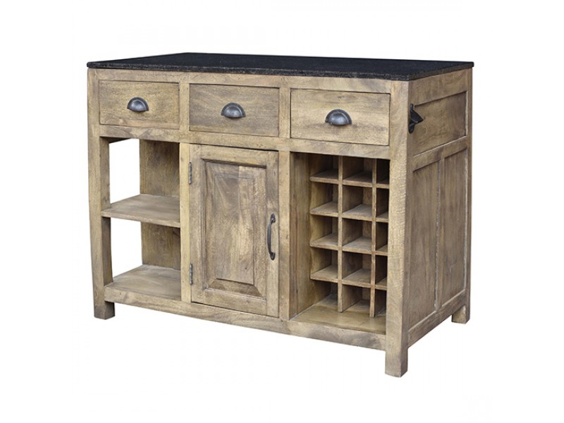 Bengal Manor Mango Wood And Granite Kitchen Island