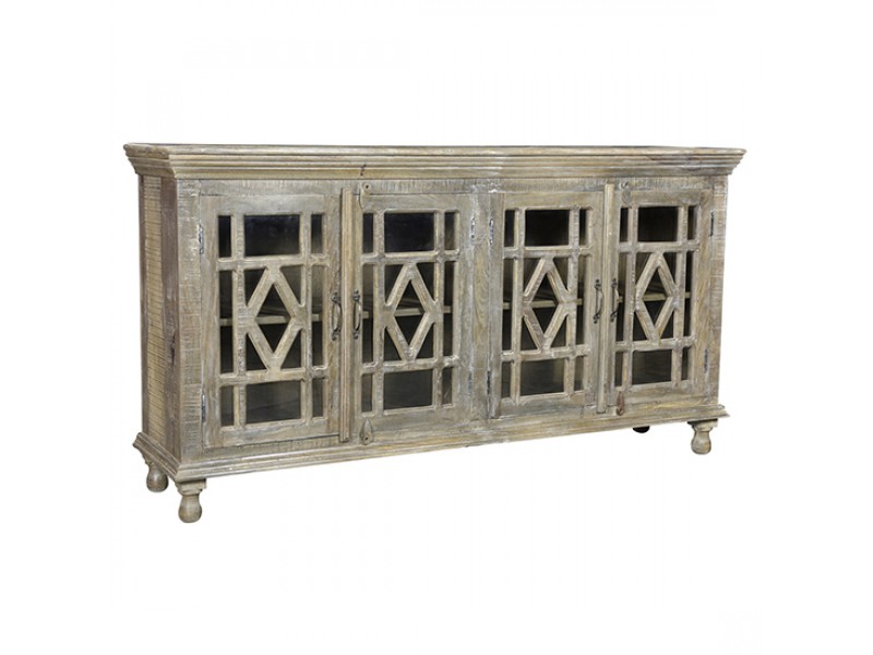 Bengal Manor Mango Wood Grey Wash 4 Door Sideboard