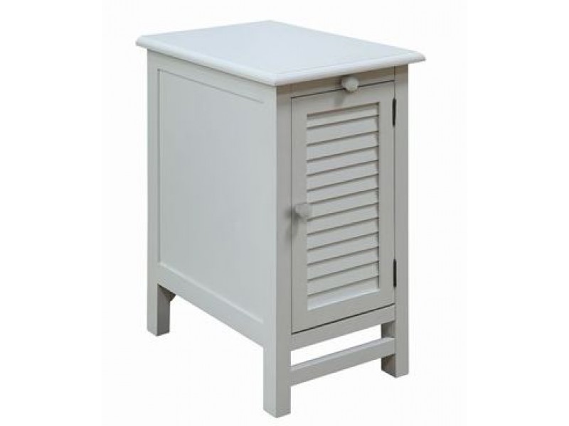 Cape May Cottage White Shutter Door and 1 Pull Shelf Chairside Table
