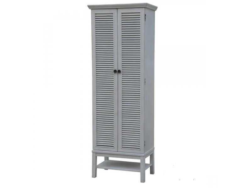 Magnolia Louvered 2 Door Tall White Storage Cabinet