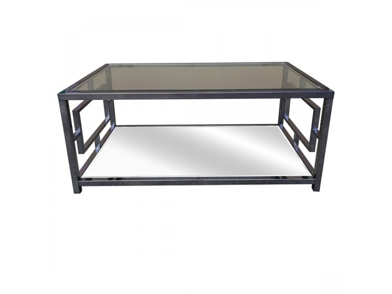 Bentley Chrome Rectangle Design Cocktail Table with Beveled Mirror Top
