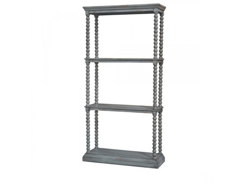 Turned Leg Antiqued Grey Etagere