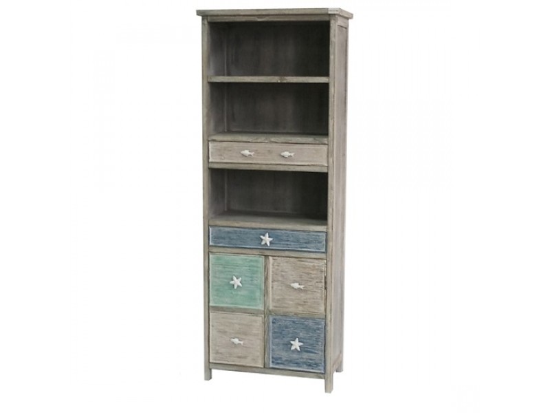 Key West Grey Driftwood and Multi Color Nautical 2 Drawer 2 Door Storage Cabinet