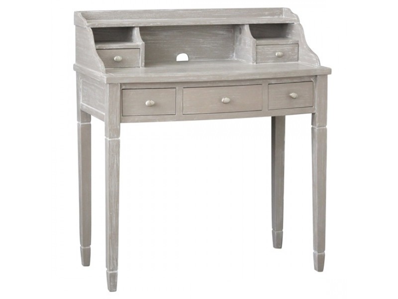 Darcy Burnished Grey 5 Drawer Powered Accent Desk