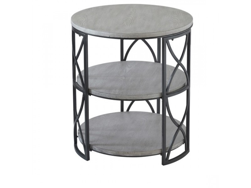Springfield Grey Metal and White Wood Tiered Accent Table