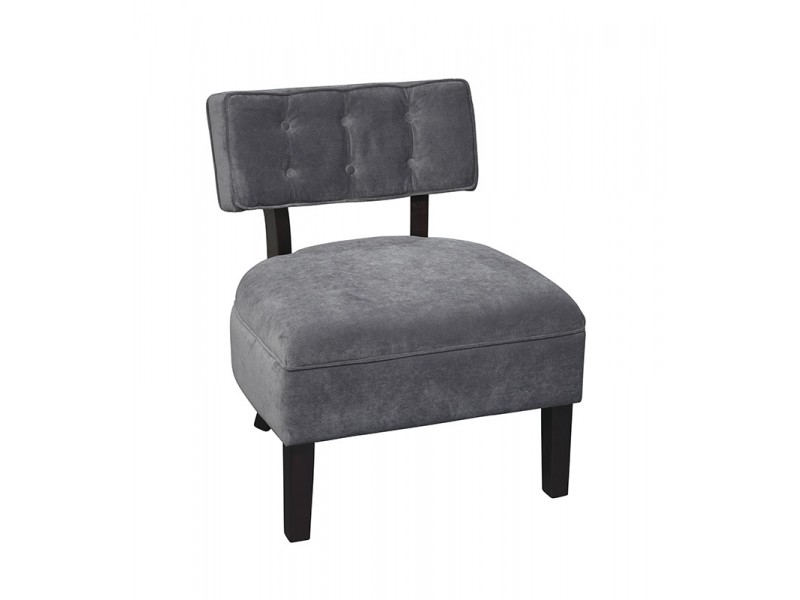Curves Button Accent Chair - Charcoal Velvet