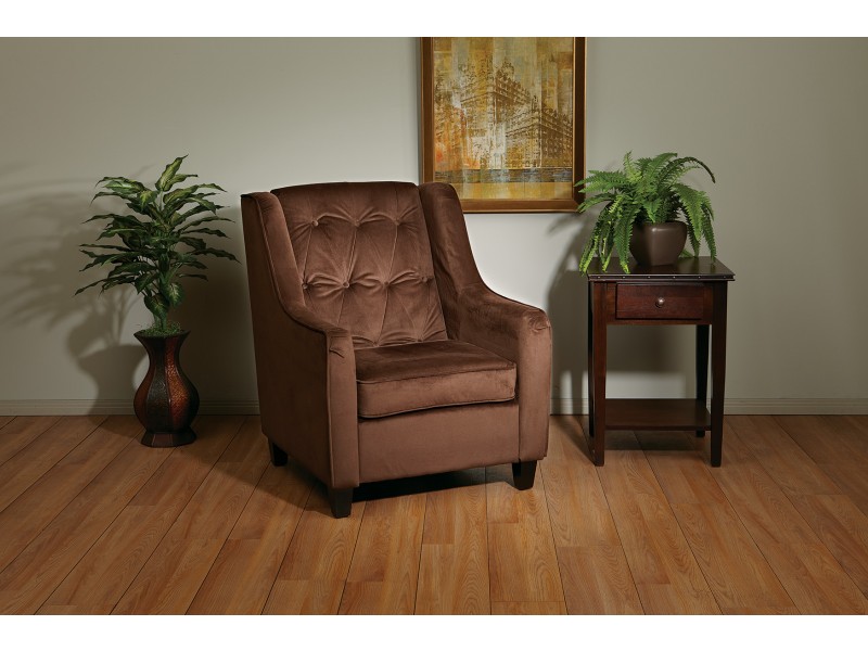 Curves Button Accent Chair - Chocolate Velvet