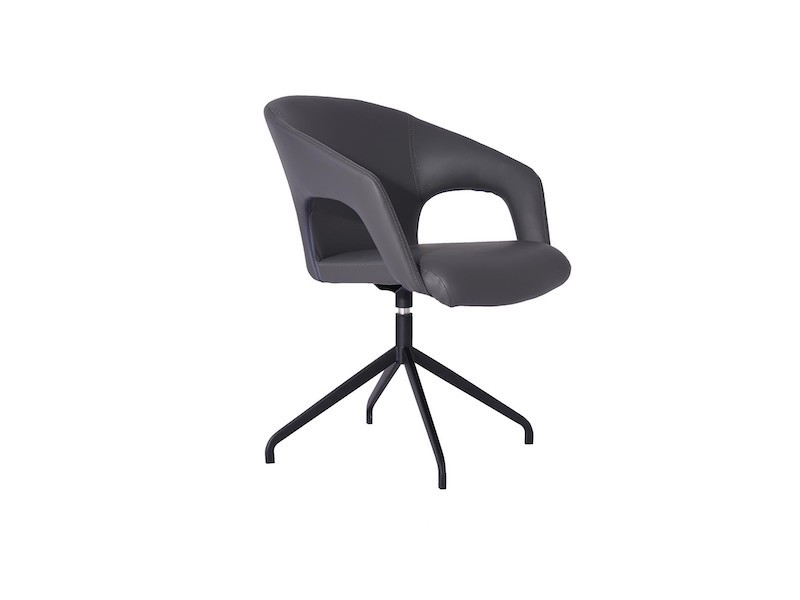 Whiteline Modern Living Gordon Swivel Dining Chair - Dark Grey - Perspective