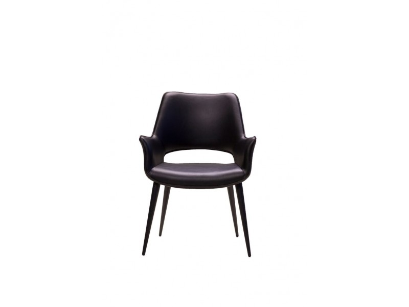 Stratford Arm Chair Black Leatherette with Black Metal Frame